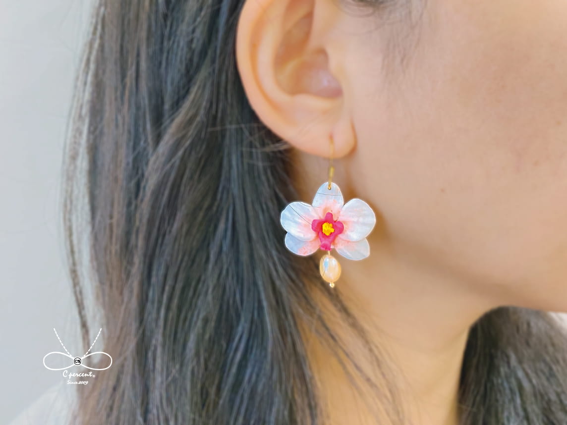 蘭花 | 母親節禮物 手工軟陶土耳環 春天耳環 - 飾品圖片第5張